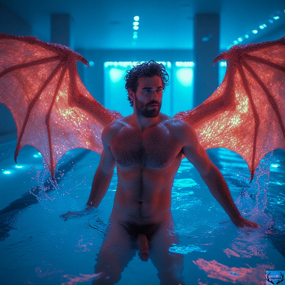 stagwarlock's tweet photo. He emerges from the sterile blue of our world, free cock, wings blazing.
Not an angel. Not a demon. A feral god who refuses to bow, dripping with water and lust.
The pool is no longer a place of discipline — it is his portal to your fantasies. https://t.co/XCRMzpvHt8