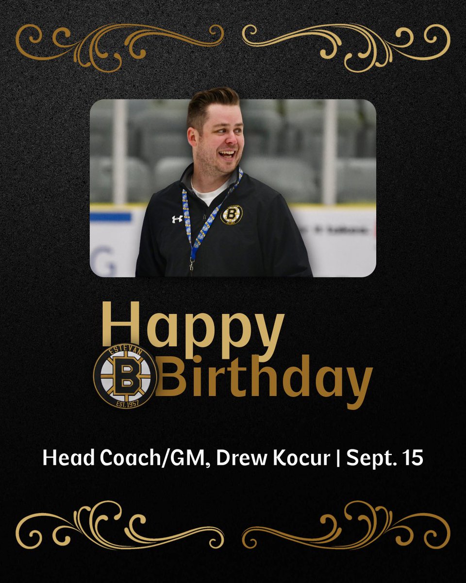 Special happy birthday shoutout today to the guy who makes it all run behind the scenes and on the bench - Bruins’ Head Coach &amp; GM, Drew Kocur! 🤩🎉

Thanks for all you do, Koch!! Have a great day!!