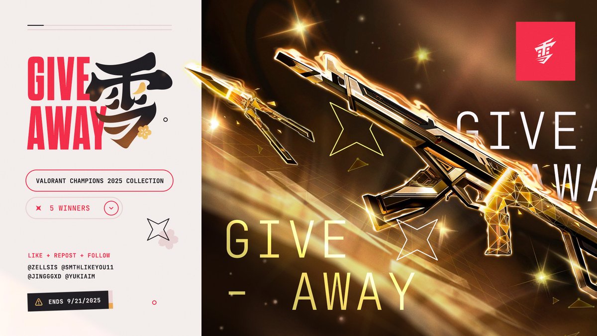 Jordan Belfort - sell the sentinels bundle (@zellsis) on Twitter photo π
Zellsis x Something x Jinggg Giveaway π
5x Valorant Champions Bundle.
To enter:
1οΈβ£ Follow <a href="/Zellsis/">Jordan Belfort - sell the sentinels bundle</a> + <a href="/smthlikeyou11/">something</a> + <a href="/Jingggxd/">PRX Jinggg</a> + <a href="/YukiAim/">Yuki Aim</a>
2οΈβ£ Like + RT this tweet.
π Five Winners.
ποΈ Ends September 21, 2025. π
Zellsis x Something x Jinggg Giveaway π
5x Valorant Champions Bundle.
To enter:
1οΈβ£ Follow <a href="/Zellsis/">Jordan Belfort - sell the sentinels bundle</a> + <a href="/smthlikeyou11/">something</a> + <a href="/Jingggxd/">PRX Jinggg</a> + <a href="/YukiAim/">Yuki Aim</a>
2οΈβ£ Like + RT this tweet.
π Five Winners.
ποΈ Ends September 21, 2025.