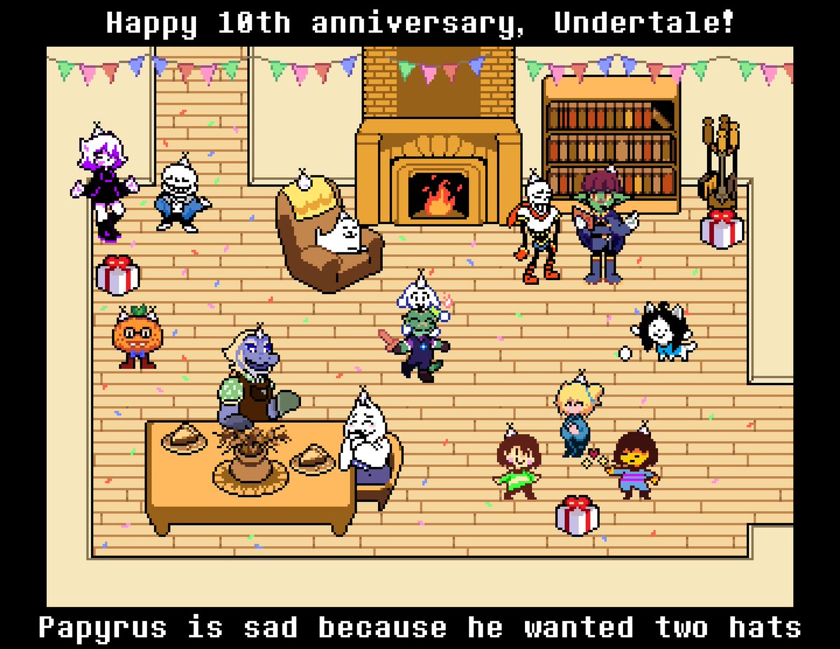 HAPPY BIRTHDAY UNDERTALE!!

On behalf of Team Empathy we bring this small tribute

Art: Zeito, Pixeb 

#undertale10thanniversary #undertale #pixelart
