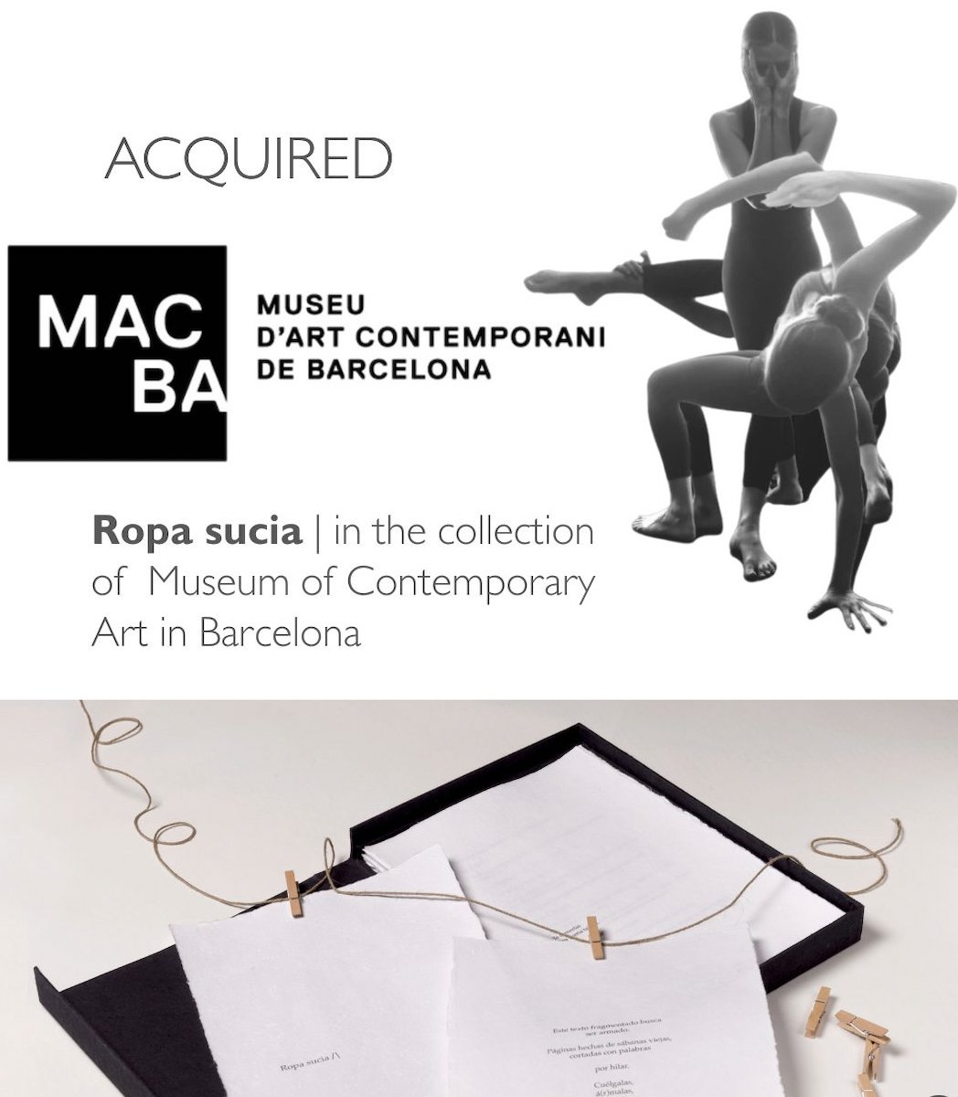 my artist book Ropa sucia has been acquired by the <a href="/MACBA_Barcelona/">MACBA | Museu | BCN</a> ❤️‍🔥

this wasn't a donation: poetry (en español) trans/acted. an indescribable feeling to see a project I spent two yrs developing join such a significant collection.