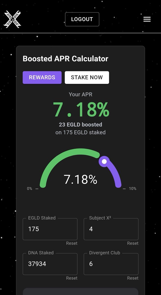 robsterEGLD's tweet image. The Magical Power of @ProjectX_DAO
Did my calculations on the dApp : dapp.projectx.mx/egld-staking
Super happy and staking my $EGLD to 7.18% APR!
It Will be more soon
Easy way, just go on xPortal app -> Earn -> Search Provider : Project X and stake
That’s it! Your happy now 😁