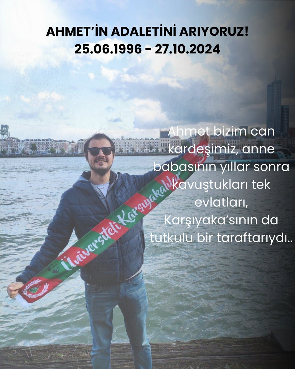 AhmeteAdalet's tweet photo. Ahmet bizim can kardeşimiz,anne babasının yıllar sonra kavuştukları tek evlatları,Karşıyaka’sının da tutkulu bir taraftarıydı.. #ahmetiçinadalet https://t.co/MGBixMAcR6