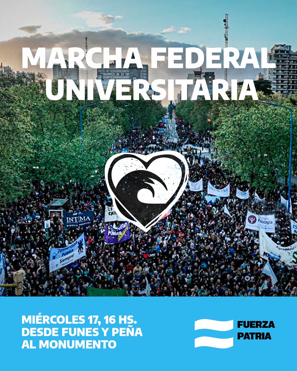 Este miércoles marchamos para defender la Ley de Financiamiento Universitario

#FuerzaPatria