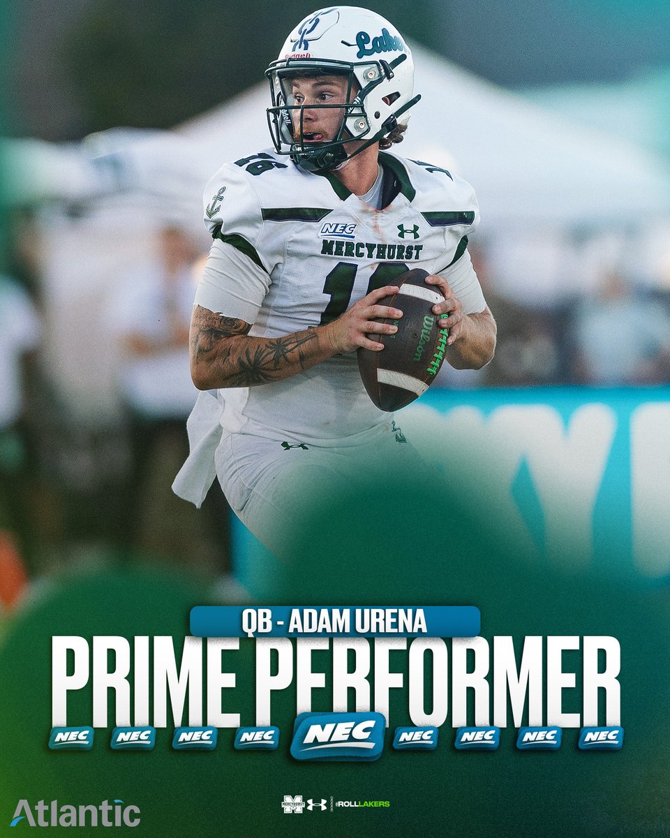 3-for-3 on Prime Performer Awards!

Adam Urena at No. 21 Sac State:
🟢280 yards, 2 TD
🔵Extended streak of games with 200+ passing yards to 15, dating back to 2023

#RollLakers☘️