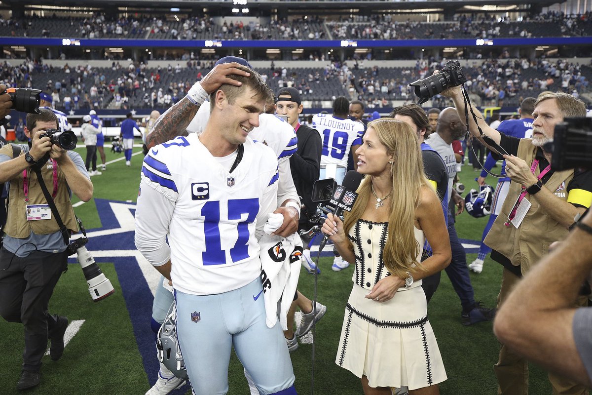 SlaterNFL's tweet image. Loved these photos caught by our NFL photographer of Brandon Aubrey in this moment. A kick that sent the game in OT (64 yds) followed by a kick to win it (46). The buzz, the kiss on the head by Dak. 

8 years ago Aubrey is at Notre Dame and getting ready to enter the MLS draft…