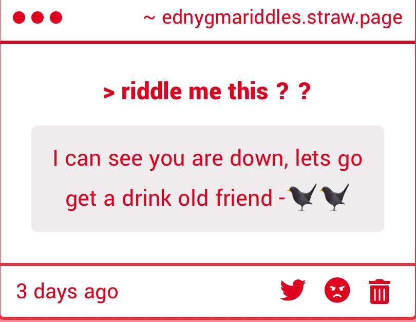 > A drink doesn’t sound too bad. Meet me soon.