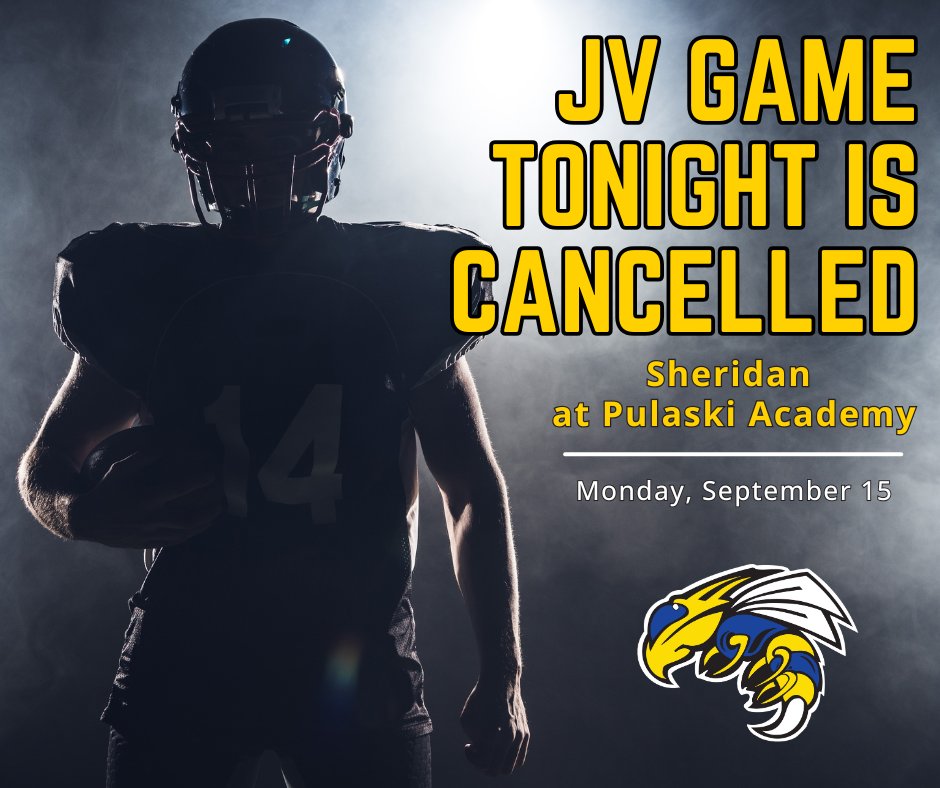 Tonight's scheduled JV football game at Pulaski Academy has been cancelled. The seventh grade game will still be played.