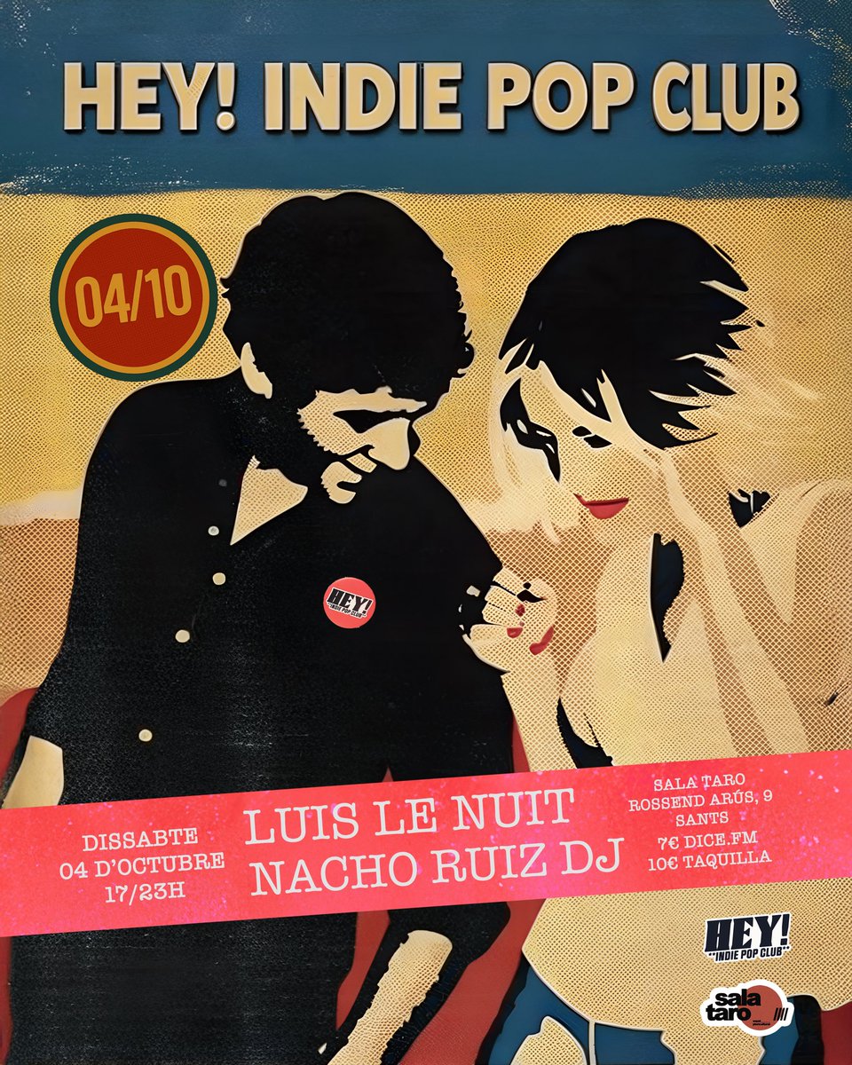 Hey! Dissabte 04/10 a la <a href="/TaroSala/">Sala Taro</a> amb <a href="/LuisLeNuit/">LUIS LE NUIT</a> i <a href="/NachoRuiz/">Nacho Ruiz</a> ✨