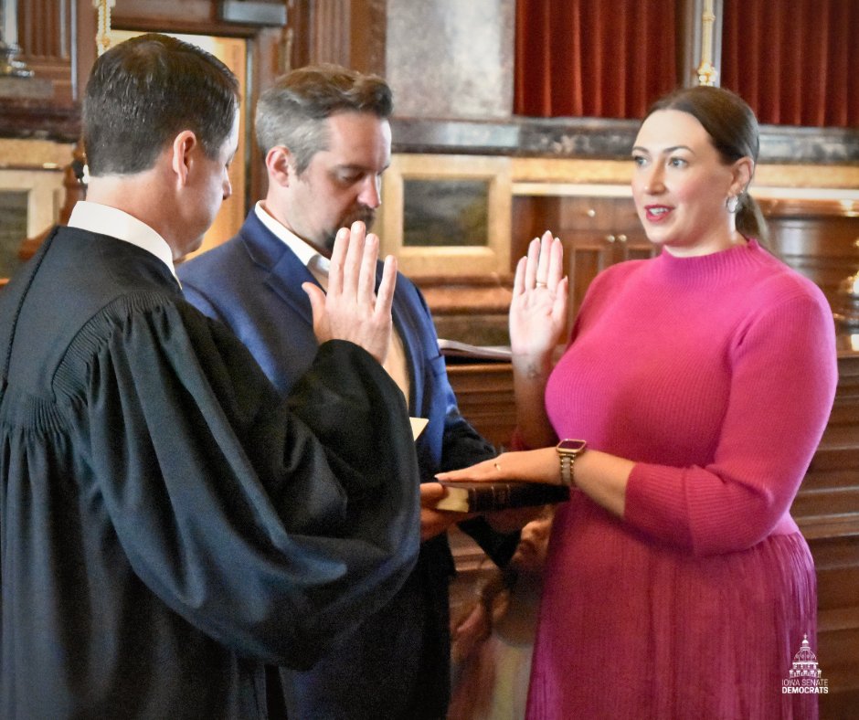 IowaSenate's tweet image. Senator Catelin Drey was in Des Moines this morning to take her oath of office, officially becoming the newest member of the Iowa Senate!
