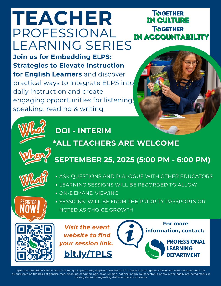 🌟 Elevate instruction for English Learners! Learn practical strategies to integrate ELPS daily, build academic language, and create engaging opportunities in listening, speaking, reading &amp; writing. Register today!