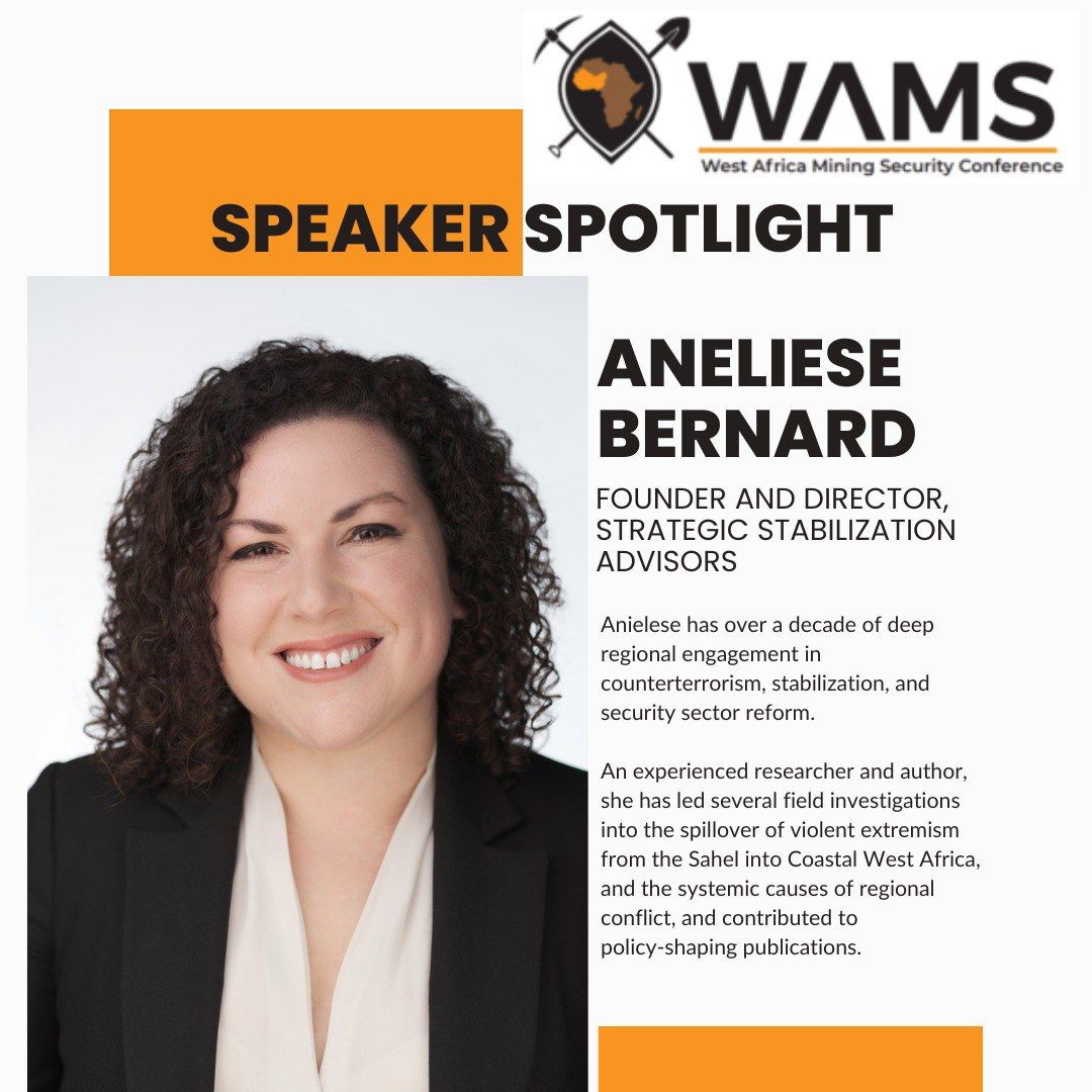 AusAmbGHA's tweet photo. How do illicit finance and transnational threats shape the future of mining security in West Africa? 

At WAMS2025, Anielese Bernard, founder of NXT Intelligence and a leading voice on geopolitics and organized crime, will unpack the complex nexus...(1/2) https://t.co/PJ0FG8vXEu