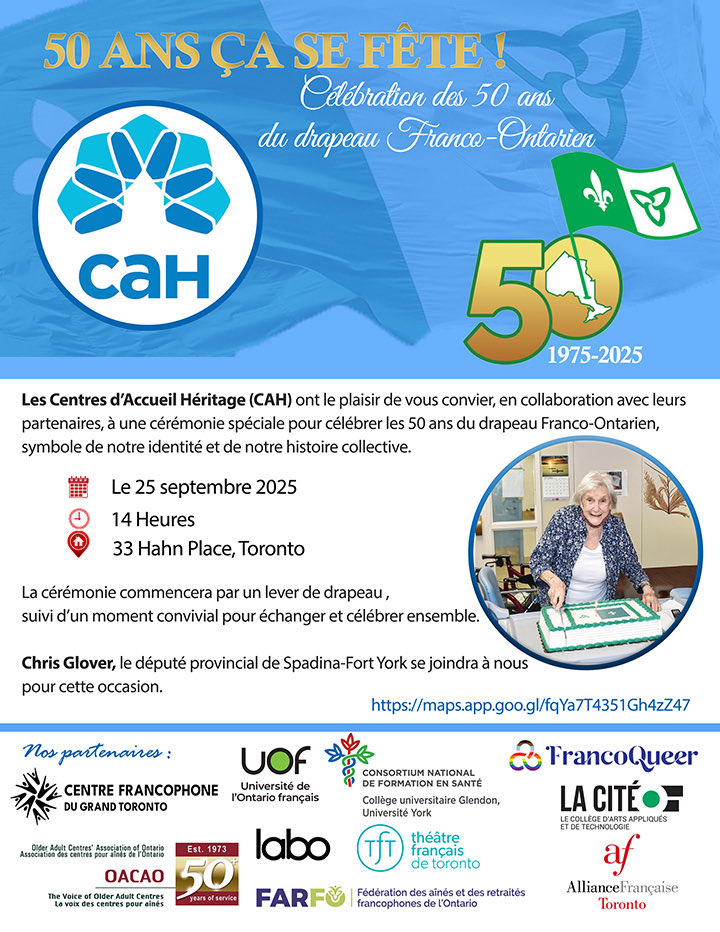 Cette année en honneur des 50 ans du drapeau franco ontarien, nous allons lever le drapeau ici à ⁦<a href="/CAHdepuis45ans/">CAHeritage.org</a>⁩ dans un des carrefour historiques de la francophonie torontoise. ⁦<a href="/CentrefrancoT/">Centre francophone du Grand Toronto | CFGT</a>⁩ <a href="/universiteON/">Université de l’Ontario français</a>⁩ ⁦<a href="/CollegeLaCite/">LA CITÉ</a>⁩⁦<a href="/chrisgloverndp/">Chris Glover</a>⁩
