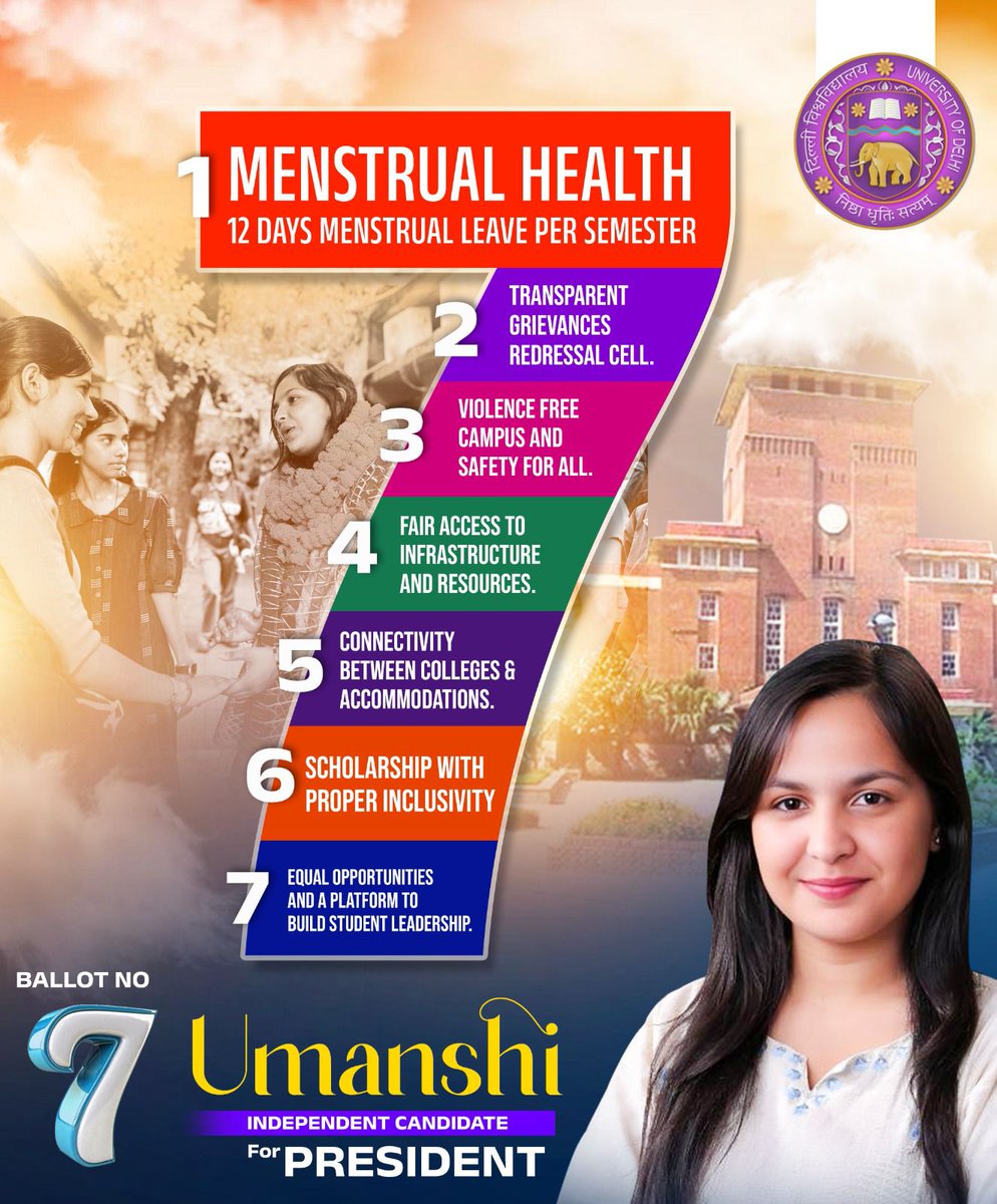 7 promises to empower every student
Because your voice matters
#BallotNo7️⃣ 
For DUSU PRESIDENT