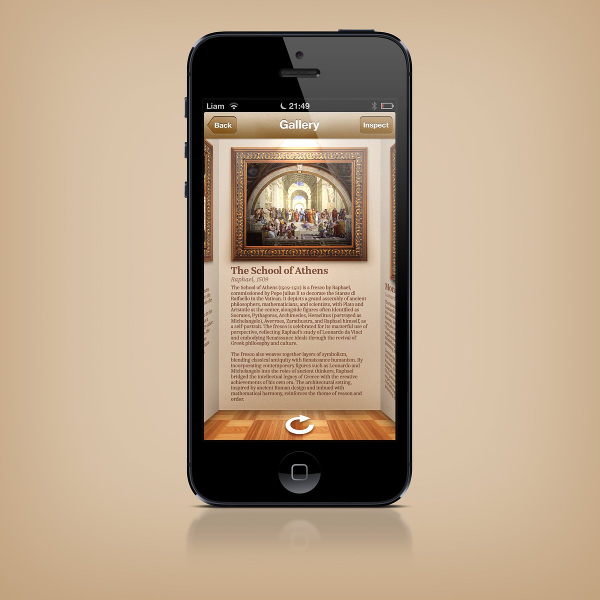 iOS 6 / Skeuomorphic styled Art Gallery app concept