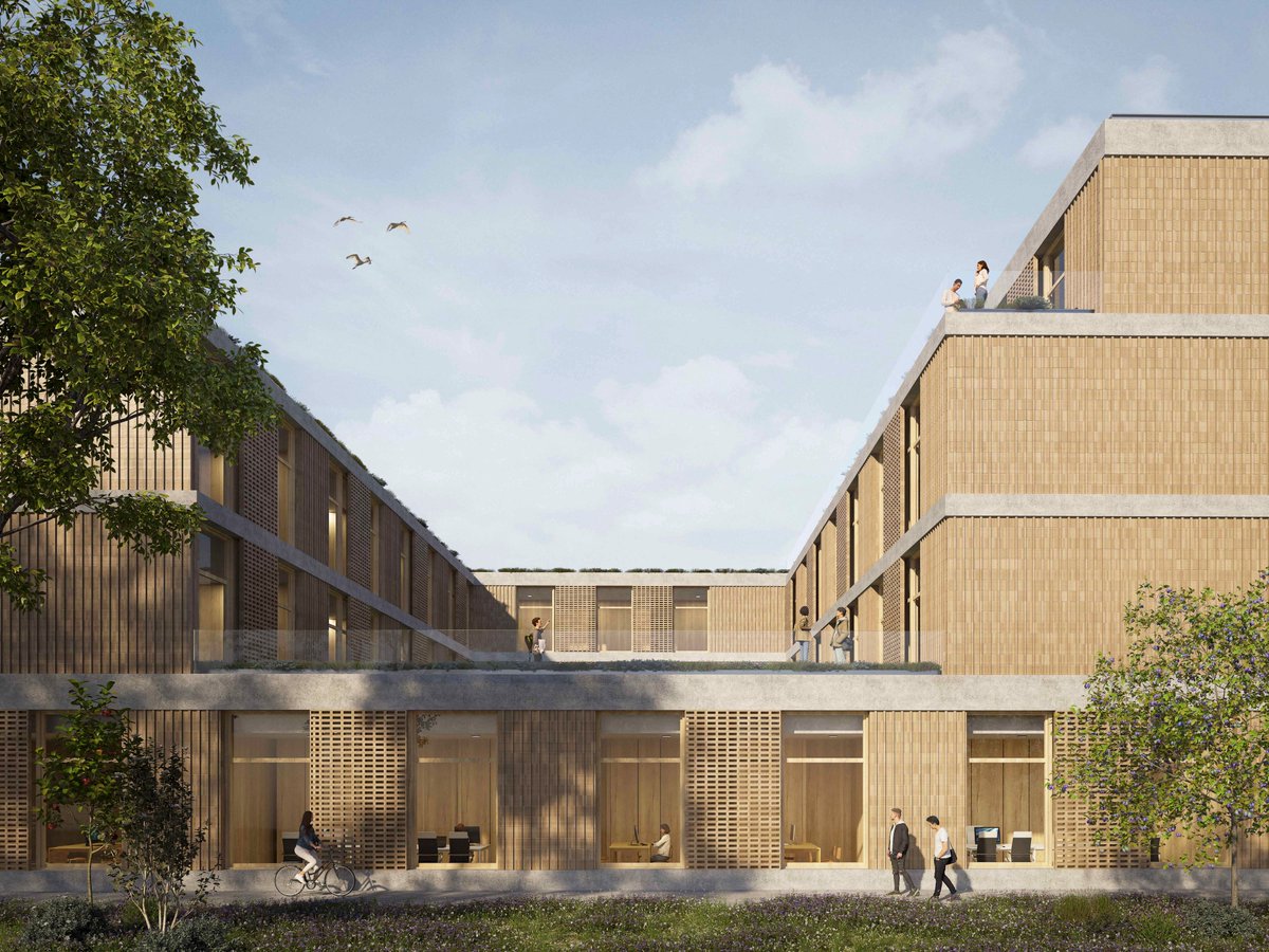 5th PLACE. Happy to share another view of our proposal for the Vocational Training Building at the Aragonese Technology District (DAT) in Zaragoza, Spain—awarded 5th place in the recent competition.