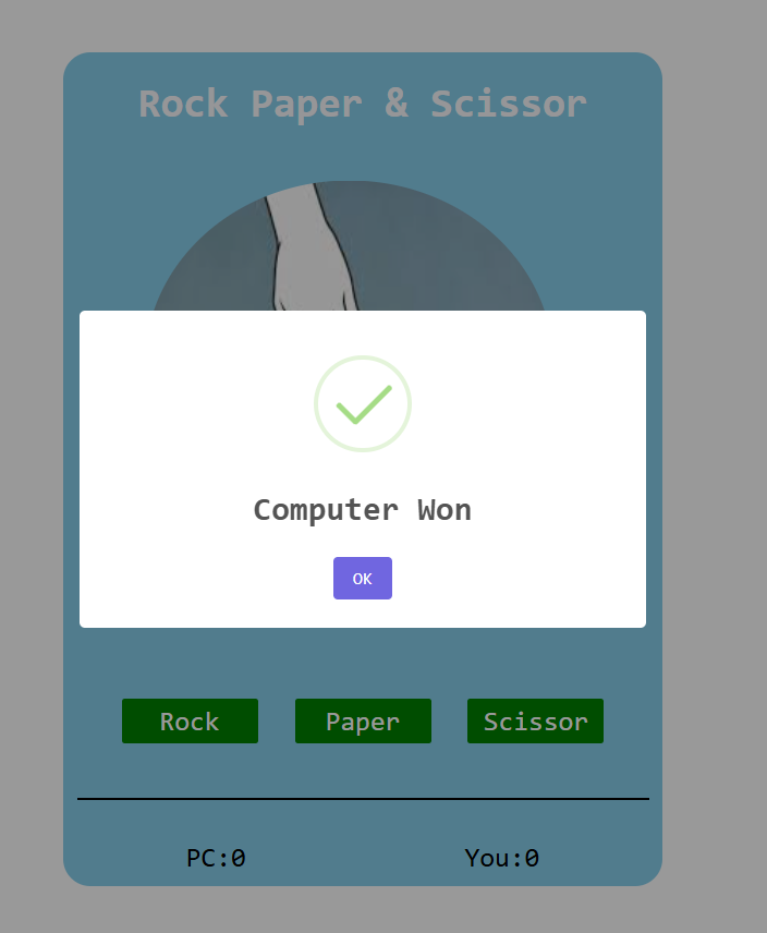 Puzzan21's tweet image. &quot;Built a Rock, Paper, Scissors showdown in JavaScript!  Who will win: you or the code? #Programming #FunProjects&quot;
