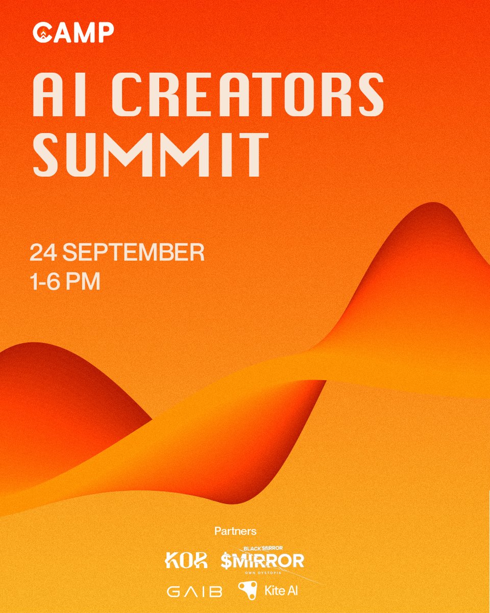 campnetworkxyz's tweet image. Introducing the AI Creators Summit.

An exclusive showcase of the emerging AI × IP collaborative economy during #KBW2025.

Join the Camp team alongside leaders from @KorProtocol, @blackmirror_xp, @gaib_ai, @GoKiteAI, and more.

The largest repository of IP starts on Camp ⛺