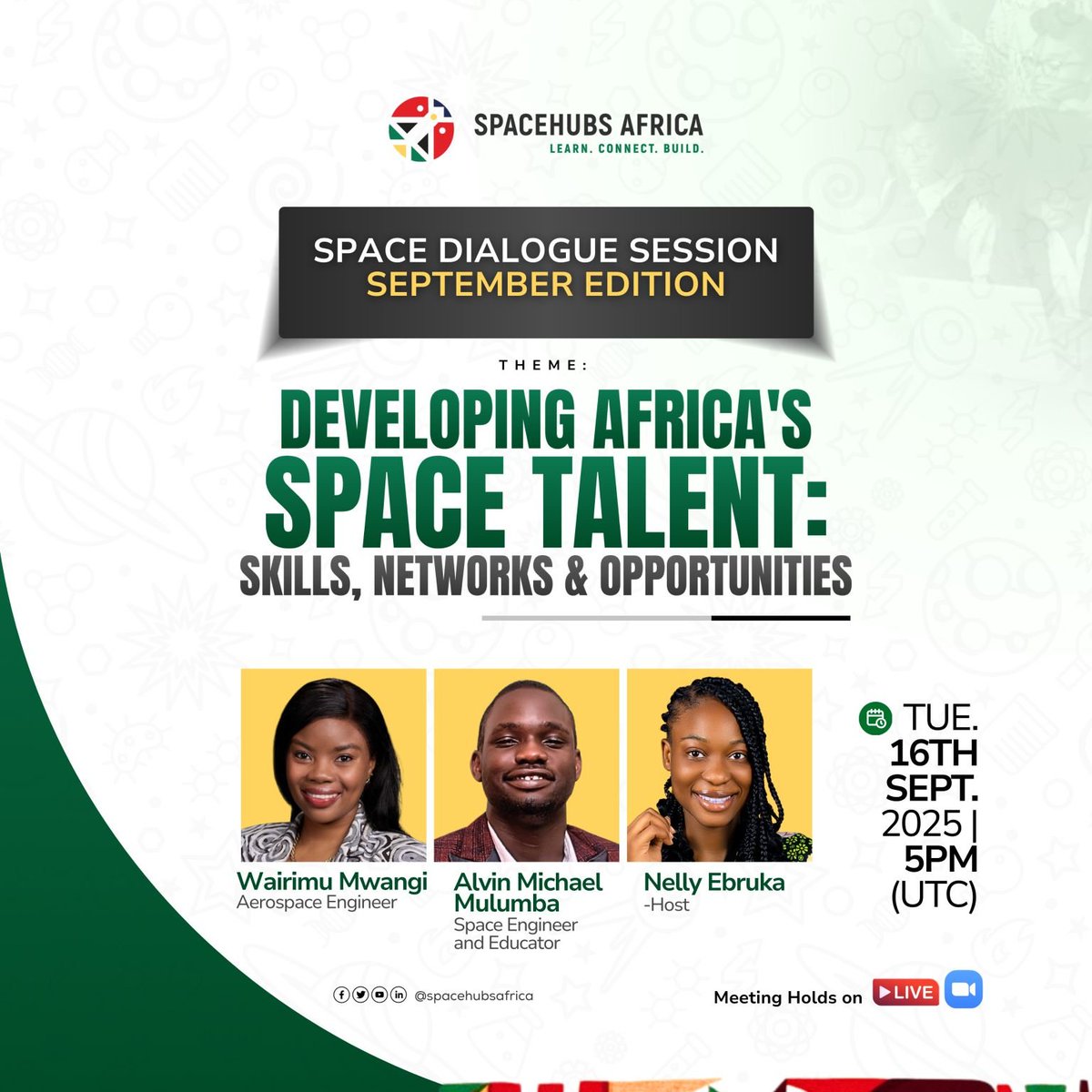 Does Africa have the skills it needs to compete in the global space industry? Where are the gaps, and how can young professionals prepare? 🌍✨

Join us tomorrow f”
🕔 16 Sept • 5PM UTC
🔗 spacehubs.africa/webinars