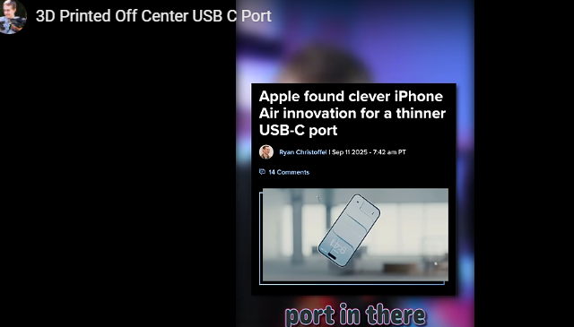 tech_talkclub's tweet image. UFD Tech&apos;s latest video points out something truly wild: a new iPhone with a 3D-printed, off-center USB-C port that only gets USB 2 speeds. Check out the video! #UFDTech #Apple #iPhone #3Dprinting #USBC
