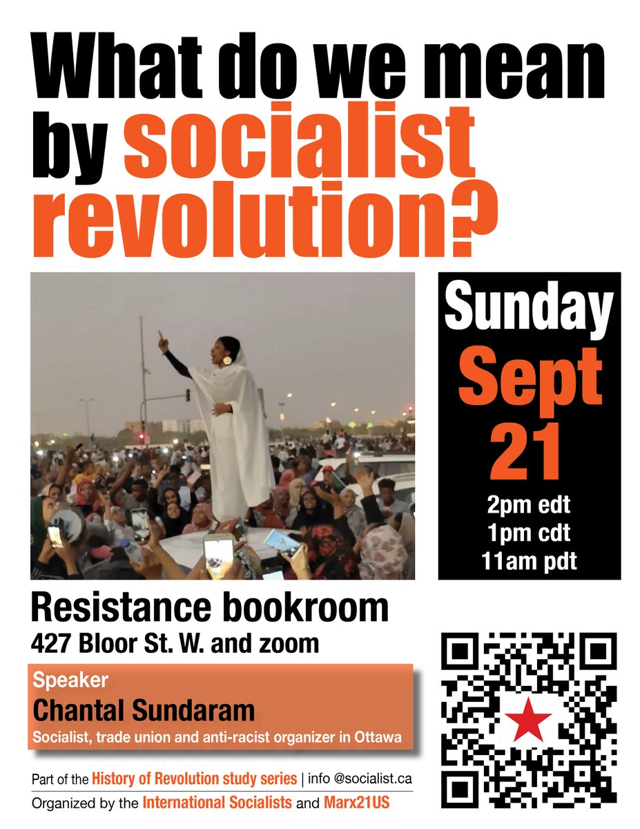 socialist_ca's tweet photo. What do we mean by socialist revolution?
Sunday - Sept 21
2pm edt - 1pm cdt - 11am pdt
Resistance press bookroom
427 Bloor St W. And on zoom
Speaker
Chantal Sundaram
info at https://t.co/jeIQ5YKqoL
#SocialistSunday https://t.co/pvFPUZwXhr