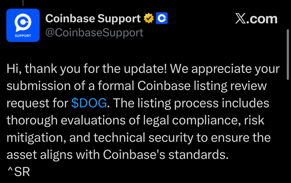 Vincent (Cryptolution) 👑 (@cryptolution101) on Twitter photo 🚨JUST IN: @Coinbase acknowledges $DOG (Bitcoin) spot listing review submitted by <a href="/VittoPantoliano/">GHOST $DOG</a> and <a href="/DogOfBitcoin/">DOG OF BITCOIN</a>. 🚨JUST IN: @Coinbase acknowledges $DOG (Bitcoin) spot listing review submitted by <a href="/VittoPantoliano/">GHOST $DOG</a> and <a href="/DogOfBitcoin/">DOG OF BITCOIN</a>.