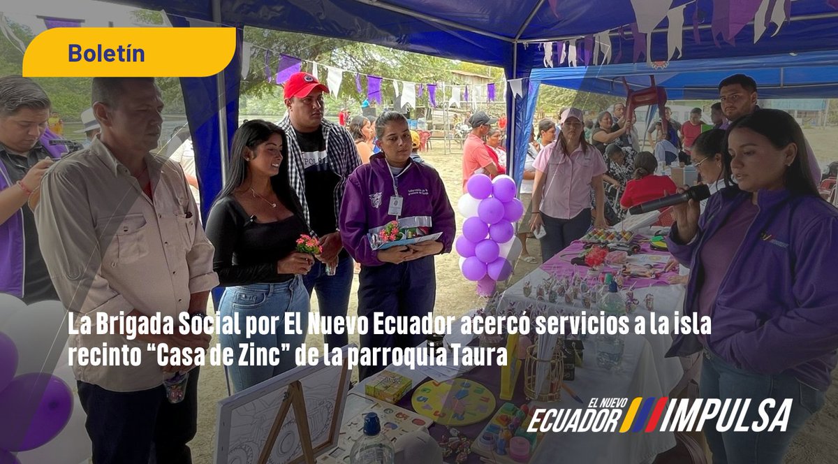📰#BOLETÍN | El Ministerio de Desarrollo Humano activó la Brigada Social por el Nuevo Ecuador en la isla recinto “Casa de Zinc”, de la parroquia Taura, en la que participaron más de 100 personas.   
Más información ⬇ 
fe43.short.gy/vXNhL1