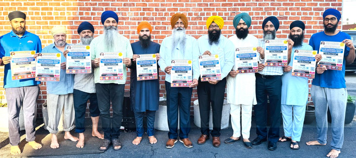 WORLDGATKAFED's tweet photo. @deepsinghdr Gen.Secretary  World Gatka Federation &amp; Himmat Singh Coordinator World Sikh Parliament and other memebrs are releasing the poster of 3rd US National Gatka Championship-2025 hosted by Gatka Federation USA in New York,USA on Sat, Oct 4th,2025. Please attend this event. https://t.co/bUz05msFyt