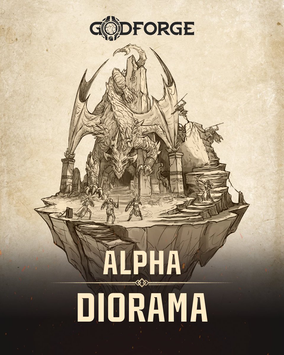 GodforgeGame's tweet image. Feast your eyes upon the ULTIMATE concept!🔥

The squad that dealt the most total damage to Fafnir on Floor 151 will be immortalised in this miniature diorama created by Squidmar Miniatures, permanently displayed in Verko&apos;s Vault, Las Vegas. 🤯