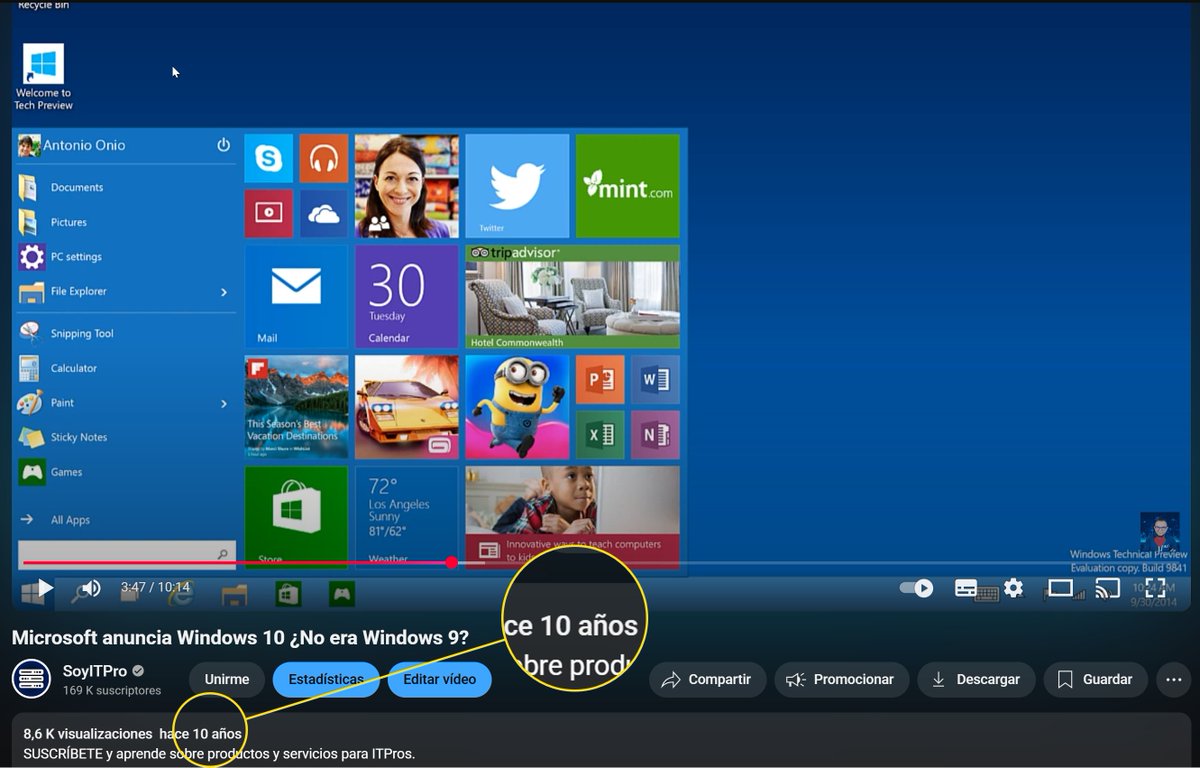 SoyITPro's tweet image. Hace 10 años estaba yo anunciando #Windows10, ya estoy viejo 😂