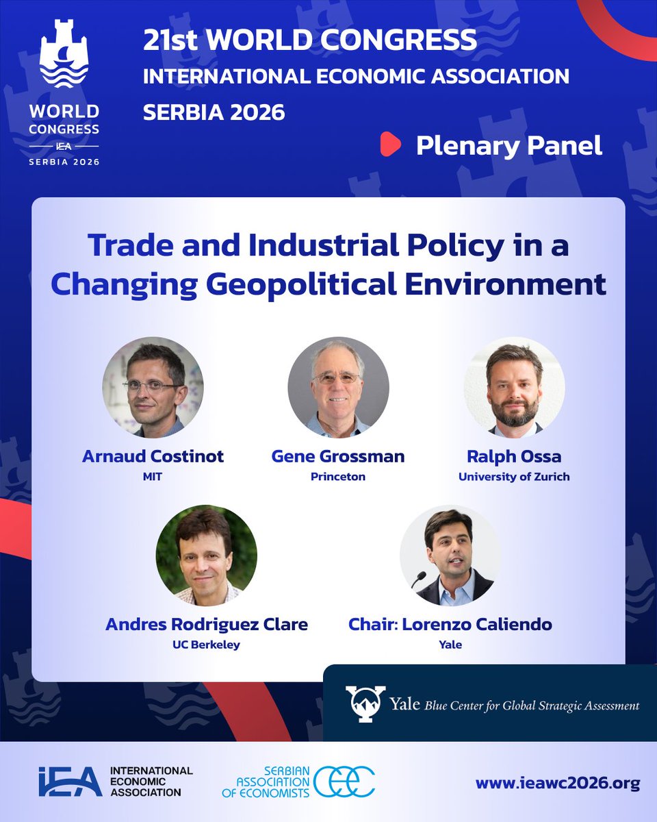 21st IEA World Congress, Serbia 2026

Plenary panel: Trade and Industrial Policy in a Changing Geopolitical Environment

More about the Congress: ieawc2026.org