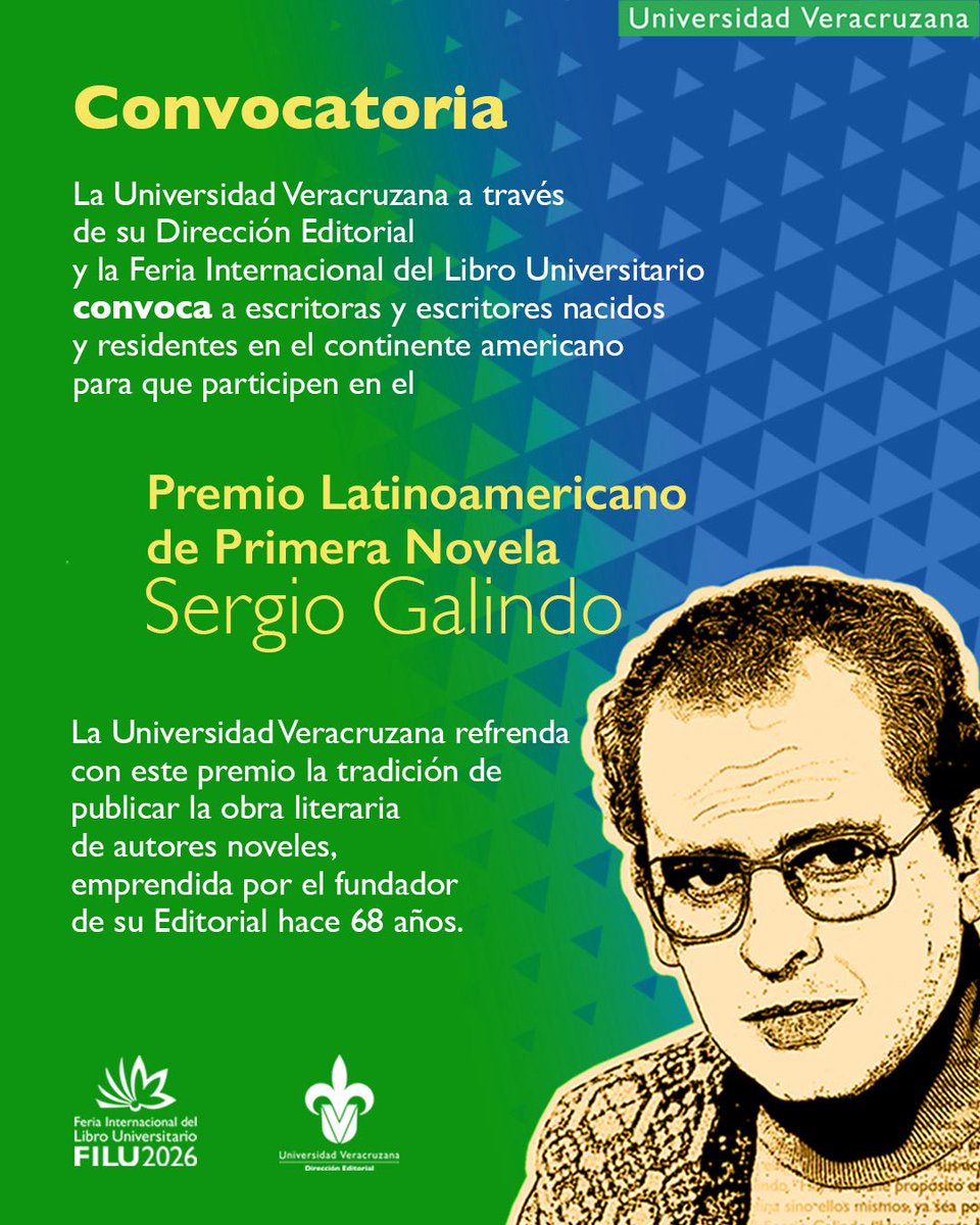 ✍️📚 ¿Eres escritor, escritora? 
Te invitamos a concursar por el Premio Latinoamericano de Primera Novela Sergio Galindo. 

Esta es tu oportunidad de participar y dar a conocer tu primera novela.
Consulta las bases aquí 👉 uv.mx/filu