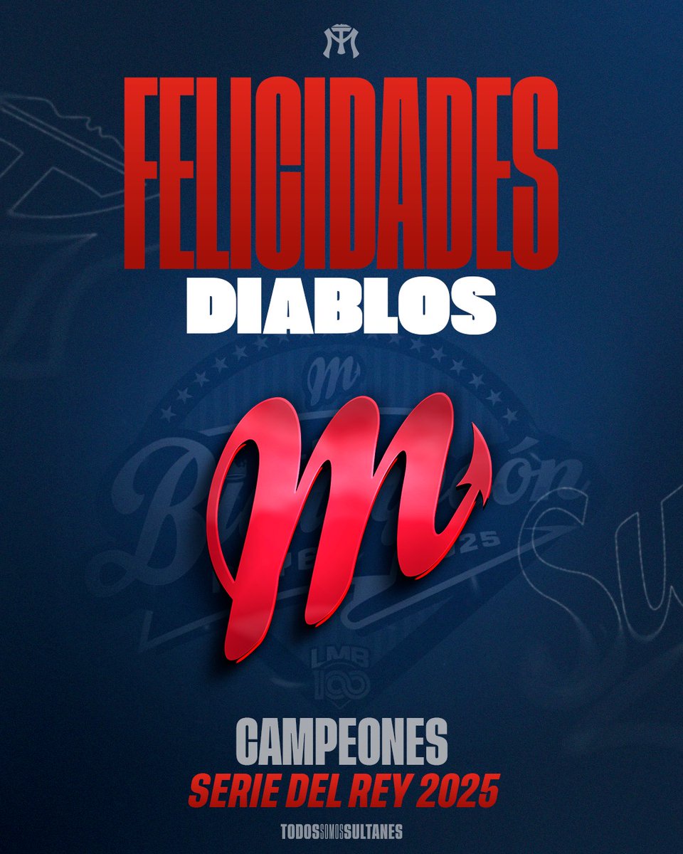 SultanesOficial's tweet photo. ¡Felicidades a los bicampeones! ¡Felicidades @DiablosRojosMX  por su campeonato!👹⚾ https://t.co/blSsJVE9vm