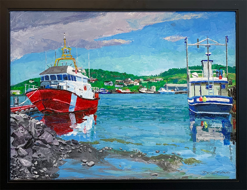 Daniel Fobert, Dockside in St. Anthony, Newfoundland, Acrylic on Canvas, plein air/studio, 18" x 24", Sold
#quinteartscouncil #art #canadianart #oilpainting danielfobert.com