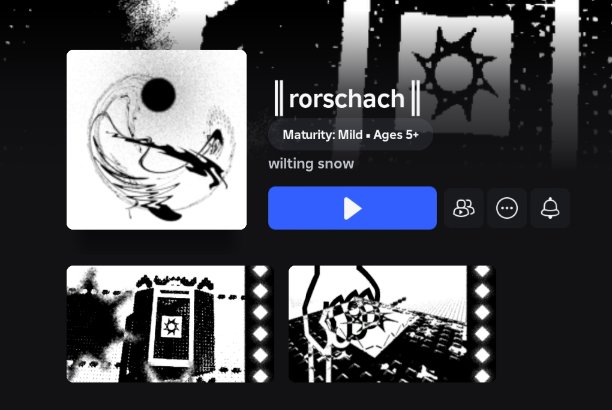 #ROBLOX  small game i found called "rorschach"
Heres a thread of everything ive found so far.
[this isnt a thread "explaining the lore" of it or whatever, just screenshots &amp; a few speculation thats all.]