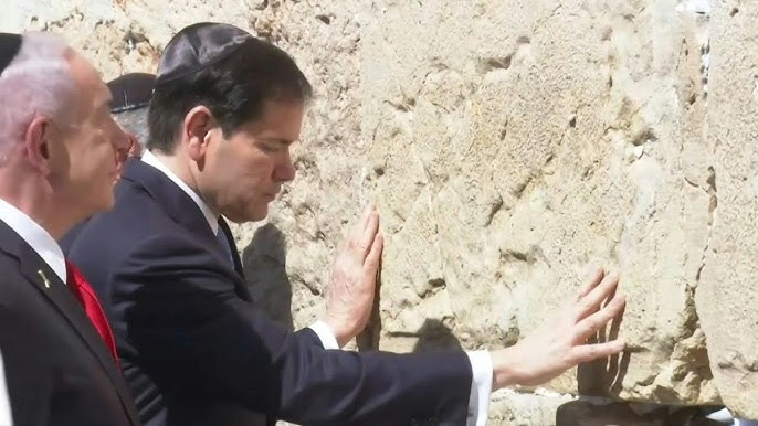 Here's Marco Rubio at the Wailing Wall, praying:
- To be 3 inches taller
- For Trump to stop calling him Ted
- To have Netanyahu stop asking, "Where's Hegseth?"
- To know the touch of a woman
- To figure out when to say "shalom"