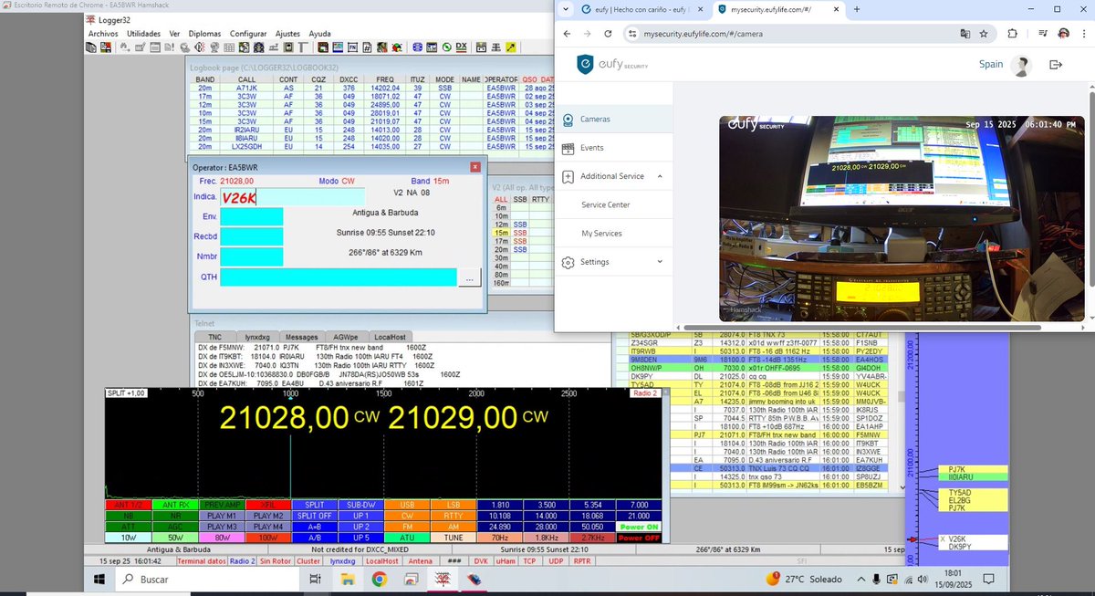 Weekend #hamradio project. Setup of remote #elecraftk3 with #logger32 + webcam + usb relay switch to power on the radio via ACC. Next and final step is to add the #arsusb rotator control to allow antenna beaming.