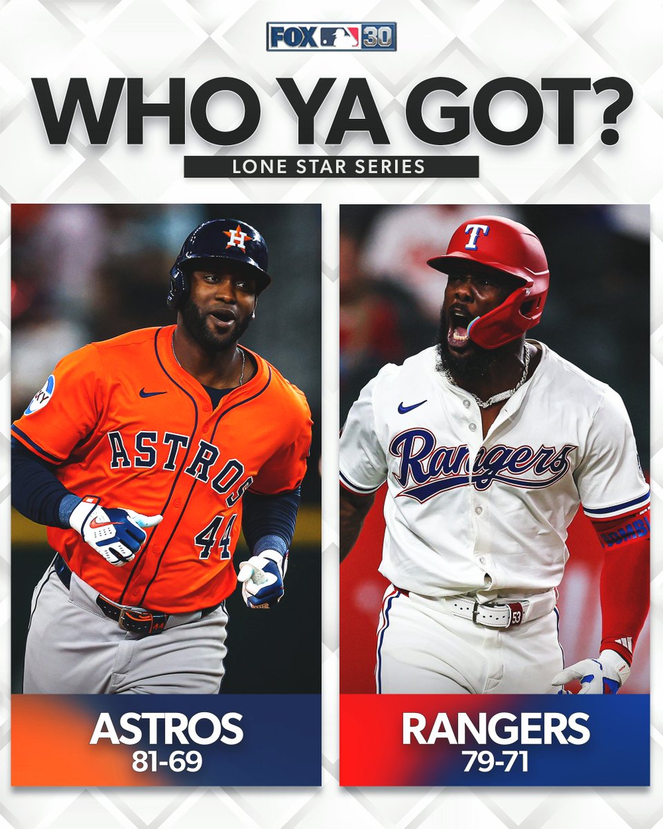 Only two games separate the Astros and Rangers heading into today!

Who ya got in this three game series? 💫🤠