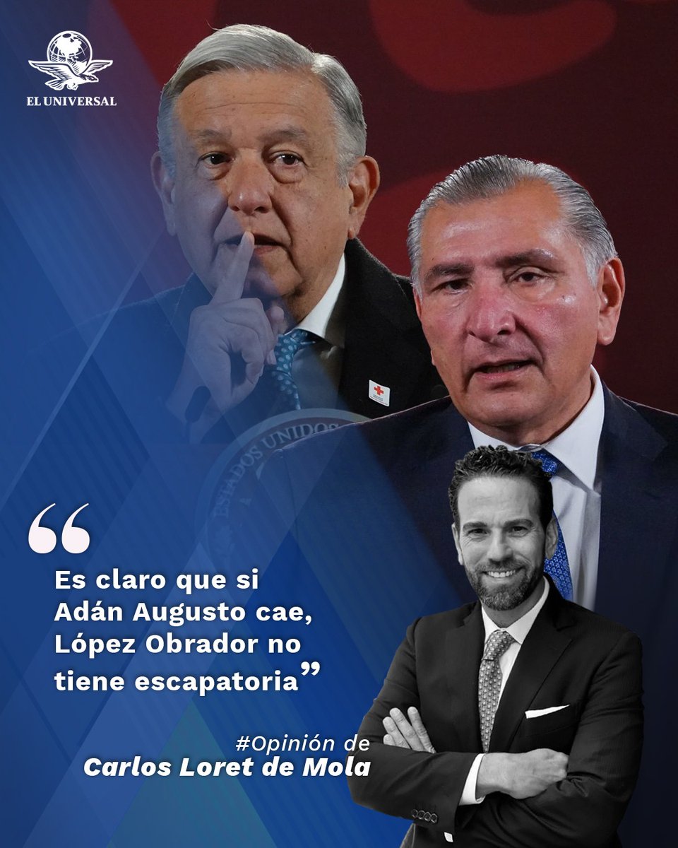 ✍️ "Solamente dos cosas lo pueden mantener fuera de prisión: que Bermúdez actúe como la mafia y calle todo lo que sabe, o que Sheinbaum tienda sobre él un manto de impunidad, ya sea por algún pacto político con el propio Adán Augusto para que deje de ser su rival y se vuelva su