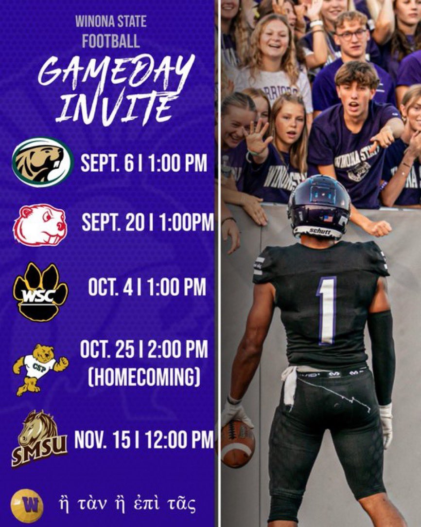 Thanks for the Gameday invite <a href="/CoachNixonH/">Nixon Heggie</a> and <a href="/WinonaState_FB/">Winona State Football</a> can’t wait to get up there and check it out.