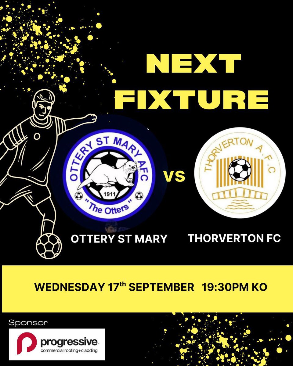 We move onto Wednesday night where we travel to Ottery 💛🖤

<a href="/devondfl/">Devon Football League (DFL)</a> <a href="/swsportsnews/">South West Sports News</a>