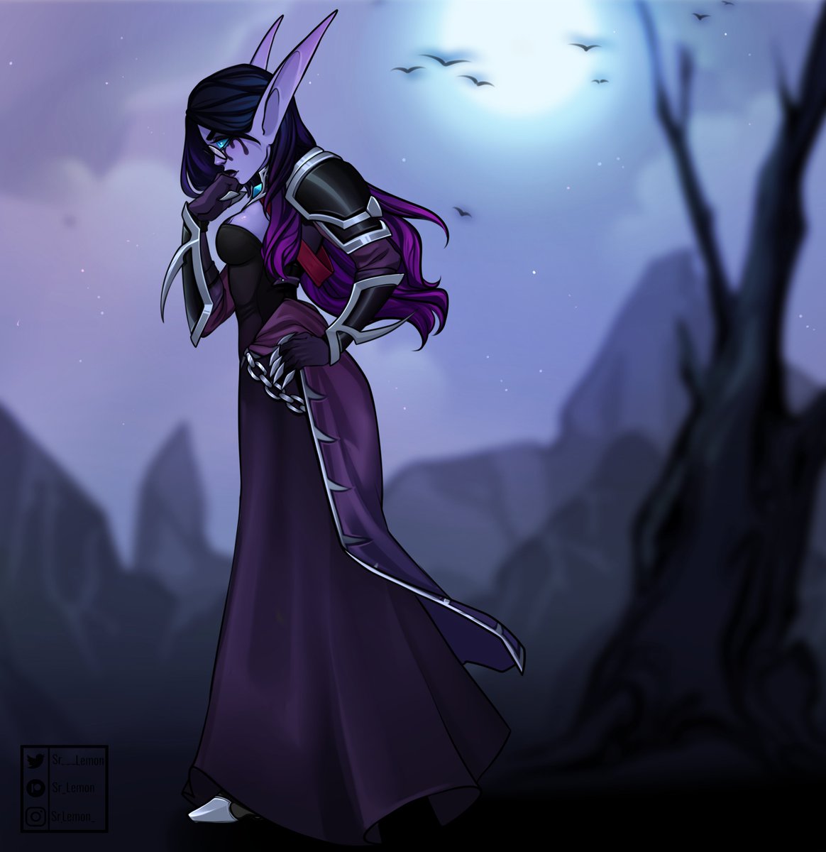 Gloom and moonlight 💜The perfect combination for a stroll in the spooky season

#commission #wow #worldofwarcraft #voidelf #rendorei #oc #originalcharacter #rp #roleplay #caster #fantasy #digitalart