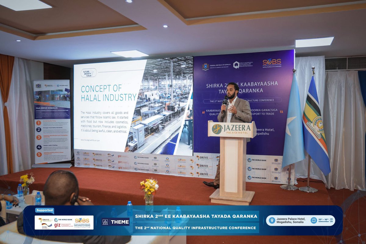Earlier today, Somalia Bureau of Standards (SOBS) hosted a strategic workshop on Building Somalia's Halal Infrastructure, as part of the 2nd National Quality Infrastructure Conference taking place in Mogadishu from 15–16 September 2025. <a href="/FutureGrowForum/">Future Growth Forum</a>