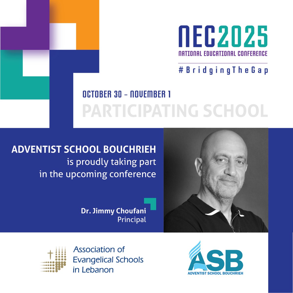 We are glad to welcome Adventist School Bouchrieh to #NEC2025!
Committed to high-quality, inclusive education, nurturing students’ spiritual, mental, physical &amp; social growth while embracing leadership &amp; 21st-century skills.

#AESL #EvangelicalSchools #BridgingTheGap
<a href="/NabilCosta/">Nabil Costa</a>