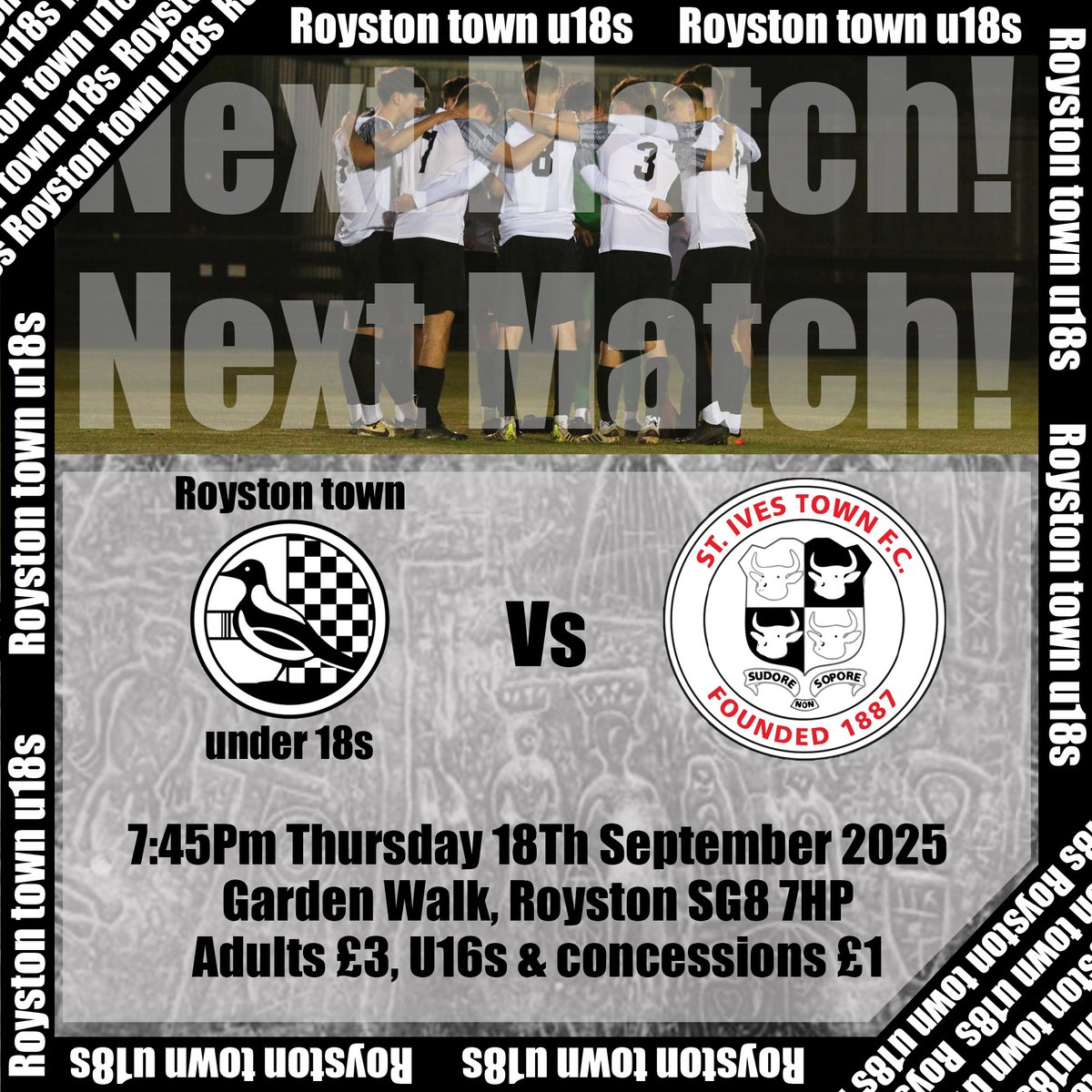 Why not come down this Thursday to support the lads next game against <a href="/stivestownfc/">St Ives Town FC</a> U18s under the lights at Garden Walk!!