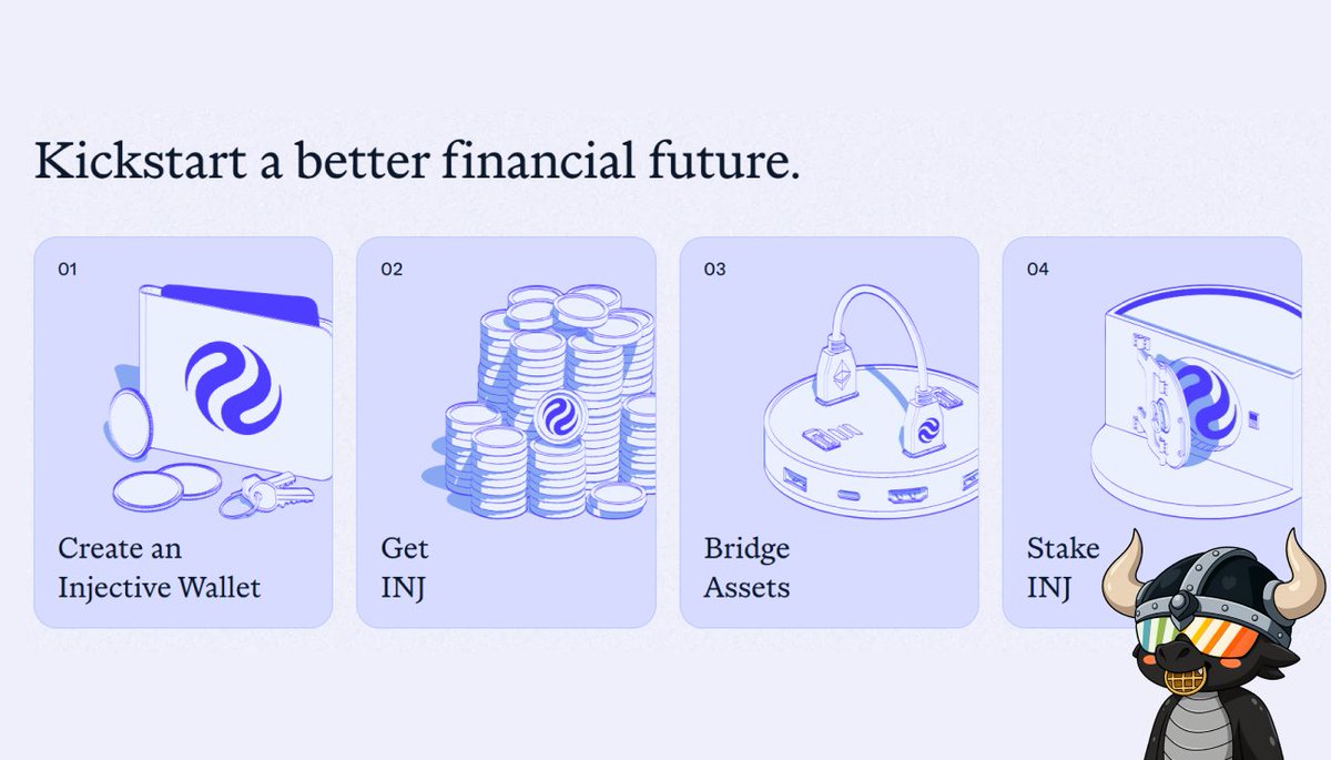 The easiest way to kickstart your journey with Injective $INJ 👇

1️⃣ Create an Injective Wallet - Your gateway to the ecosystem
2️⃣ Get $INJ - Fuel for staking, trading, and governance
3️⃣ Bridge Assets - Seamlessly bring assets from other chains
4️⃣ Stake $INJ - Earn rewards while