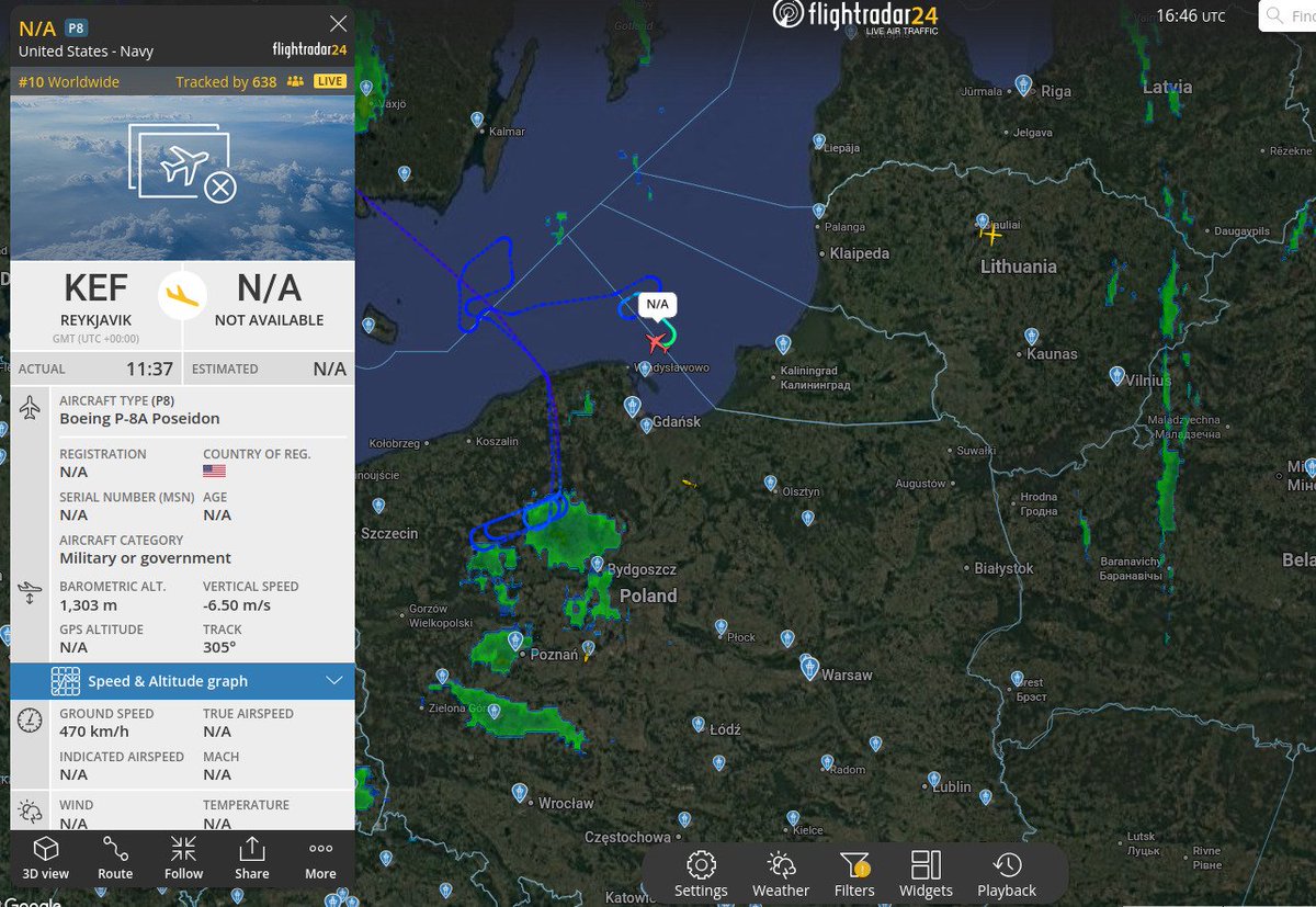 natxosorolla's tweet photo. Això és un avió de guerra americà violant l'espai aeri rus i retransmés per @flightradar24?
#Kalingrad #Russia #RussianUkrainianWar #USA
United States - Navy, Boeing P-8A Poseidon https://t.co/0i0fnO3J6Z