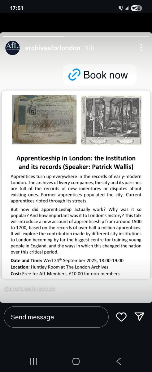 archives4london's tweet image. Do come along #AfLSeminar Apprenticeship in London: the institution and its records Tickets, Wed, Sep 24, 2025 at 6:00 PM | Eventbrite share.google/XSkOQZR3HnTRhZ…