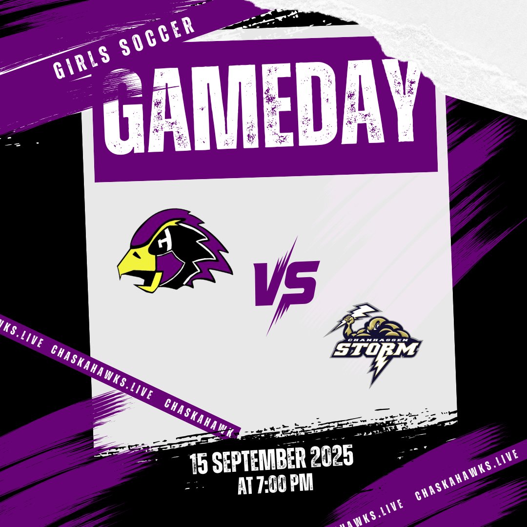 ⚽ <a href="/CHSgirlsfutbol/">Chaska HS Girls Soccer</a> vs @ChanGirlsSoccer • Girls Soccer at 7pm at CHS! Watch it live!
📍 chaskahawks.live

#ChaskaHawks #ChanhassenStorm #GirlsSoccer #GameDay #MinnesotaSports
