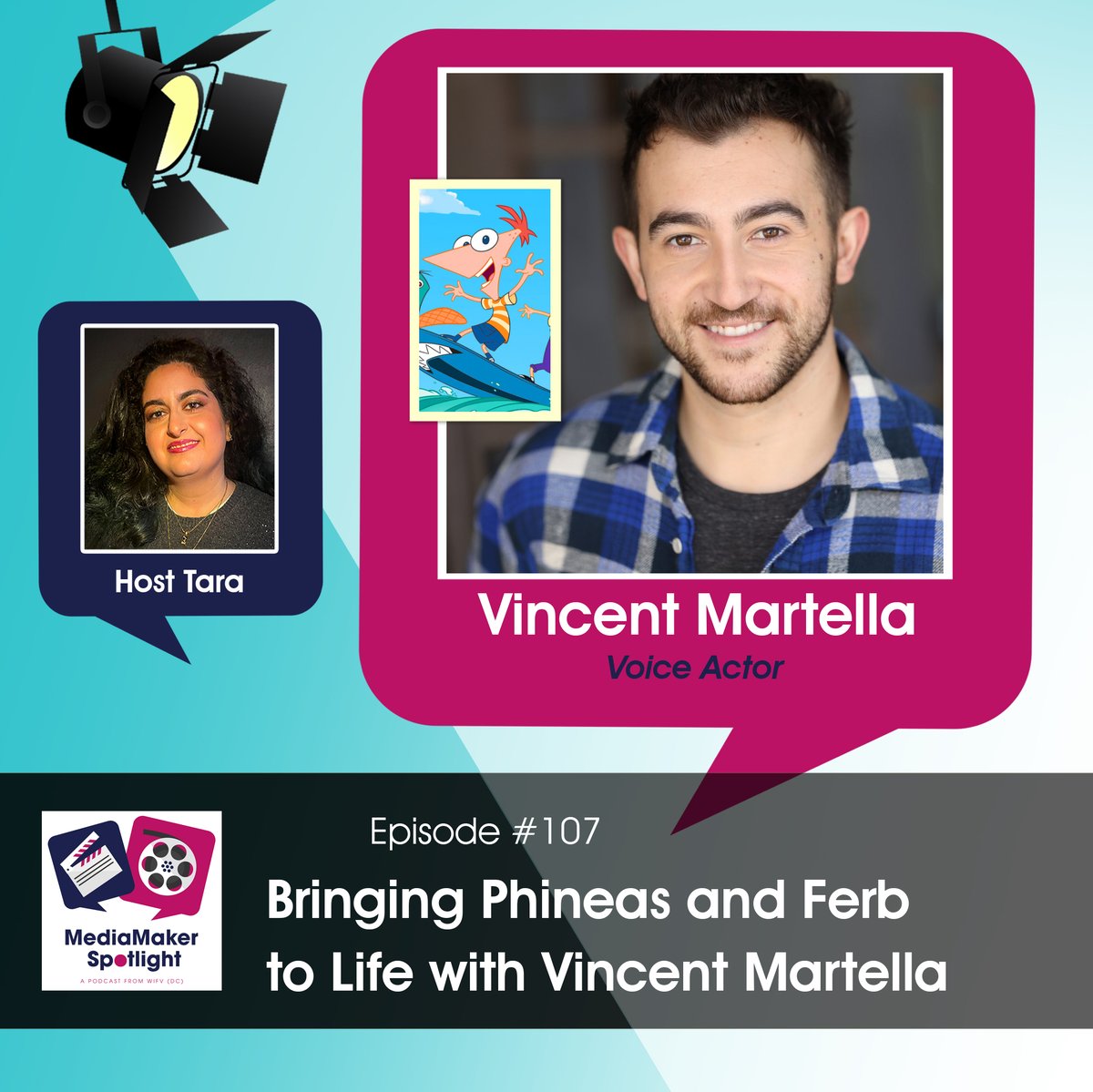 In MediaMaker Spotlight Podcast, <a href="/tara_jabbari/">Tara Jabbari</a> sits down with voice actor <a href="/vince_martella/">Vincent Martella</a> to discuss his journey from child actor to seasoned voice performer, the return of Phineas and Ferb after a 10-year hiatus, and more! pod.link/1612657462